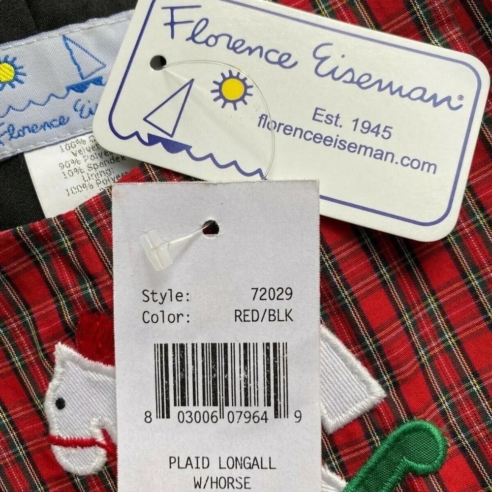 Florence Eiseman NWT Baby Boy Red Holiday Plaid Rocking Horse Longall Overall 9M